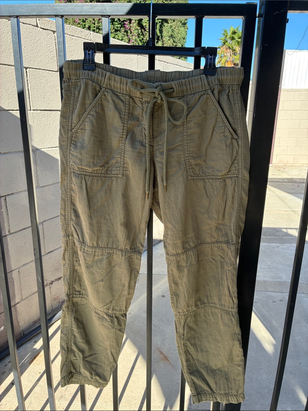 J. Crew Olive Drawstring Cropped Cargo Pants